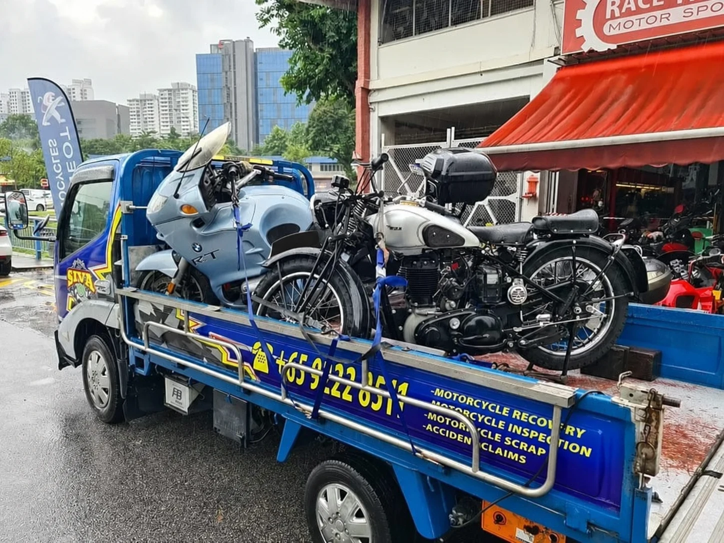 Two motorcycles carried for planned export-related transport in Singapore